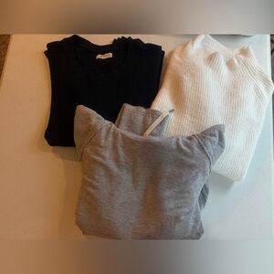 Stylish Women's Black, White,‎ and Gray Tops Sweater Bundle